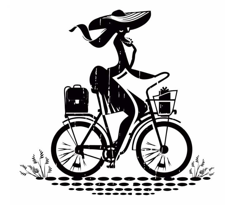 Девочка на велосипеде силуэт