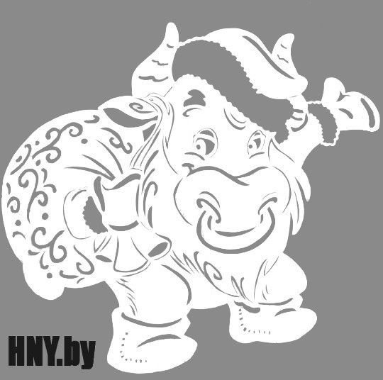 Вытынанка бык на новый год