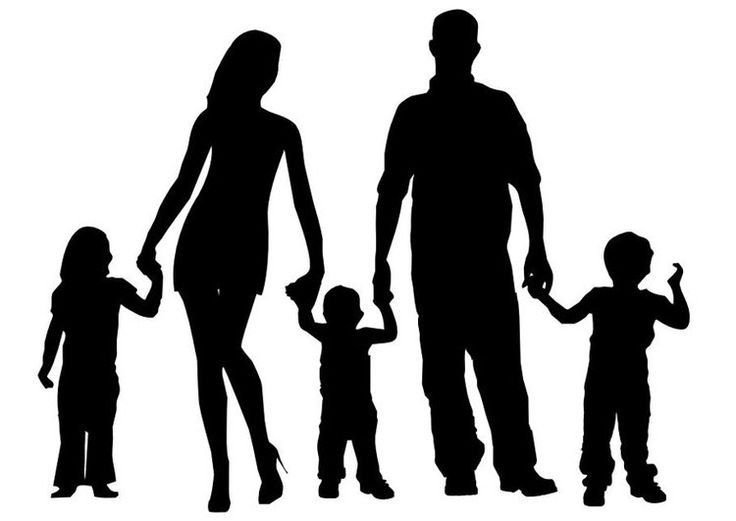 Силуэт семьи с тремя детьми