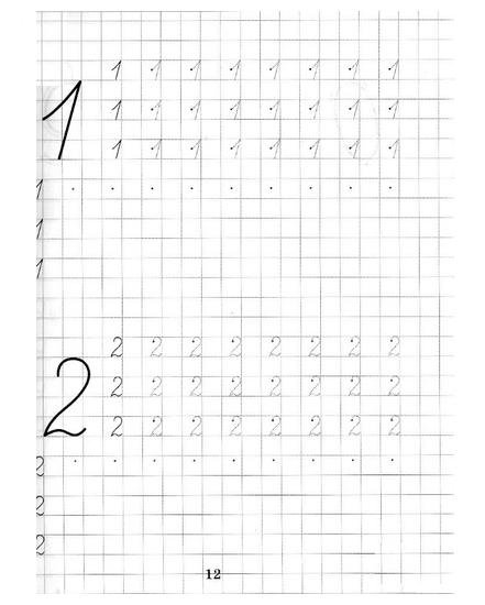 Цифры в клетках прописи