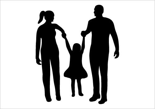 Силуэты семьи с детьми