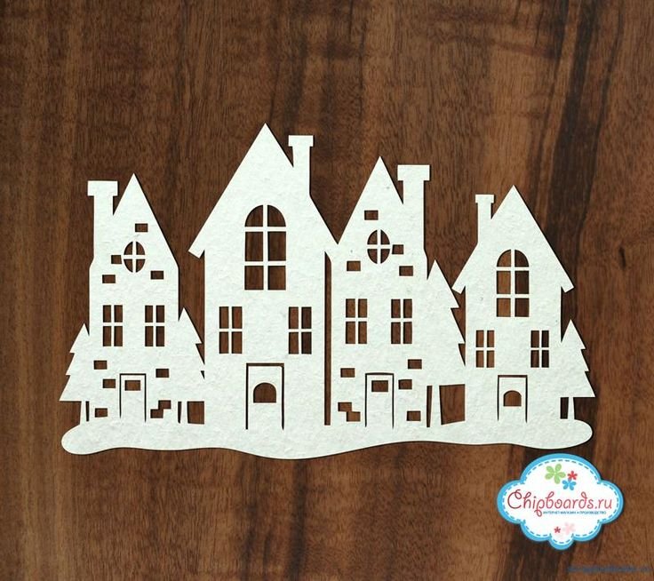 Бумажные домики на окно новогодние