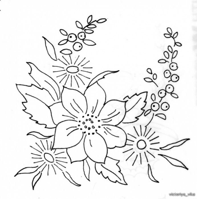 Цветочные узоры для вышивки гладью