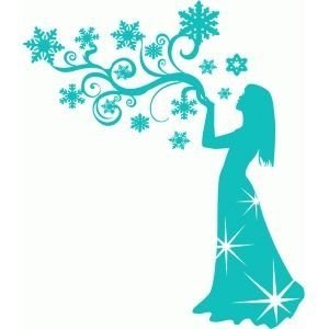 Силуэт женщины со снежинками