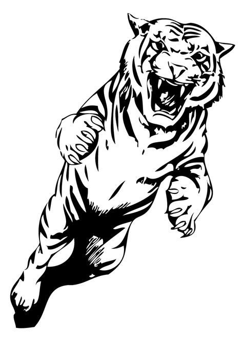 Тигр черно белый рисунок