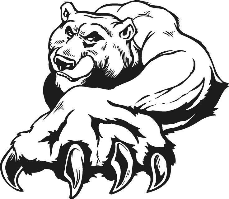 Медведь черно белый рисунок