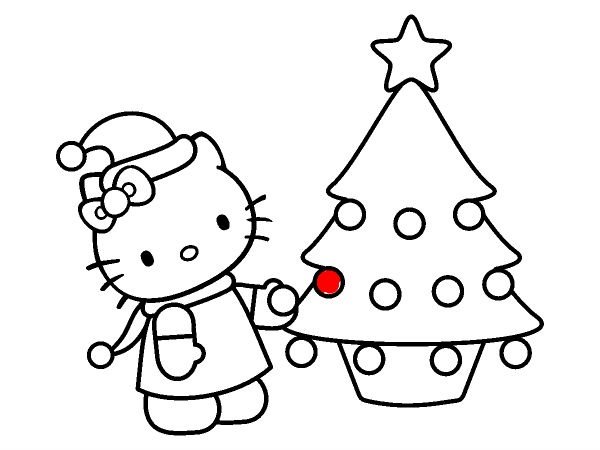 Новогодняя Китти раскраска