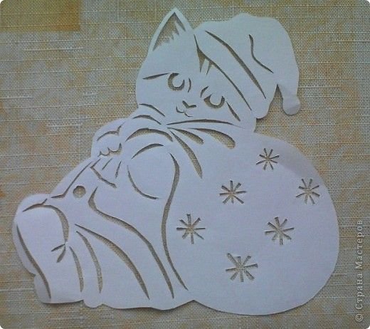 Вытынанка кот новый год