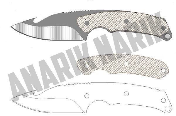 Нож Скиннер с крюком чертеж