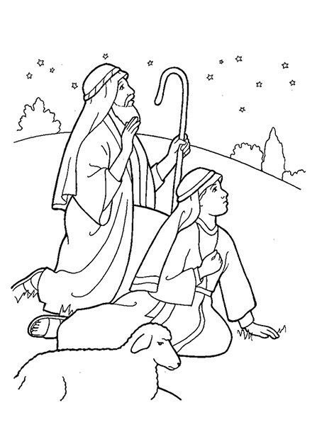 Иосиф и Мария в вертепе раскраска