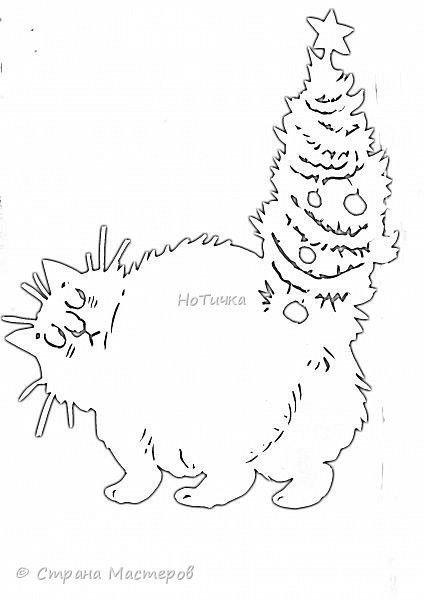 Вырезалки на окно новогодние коты