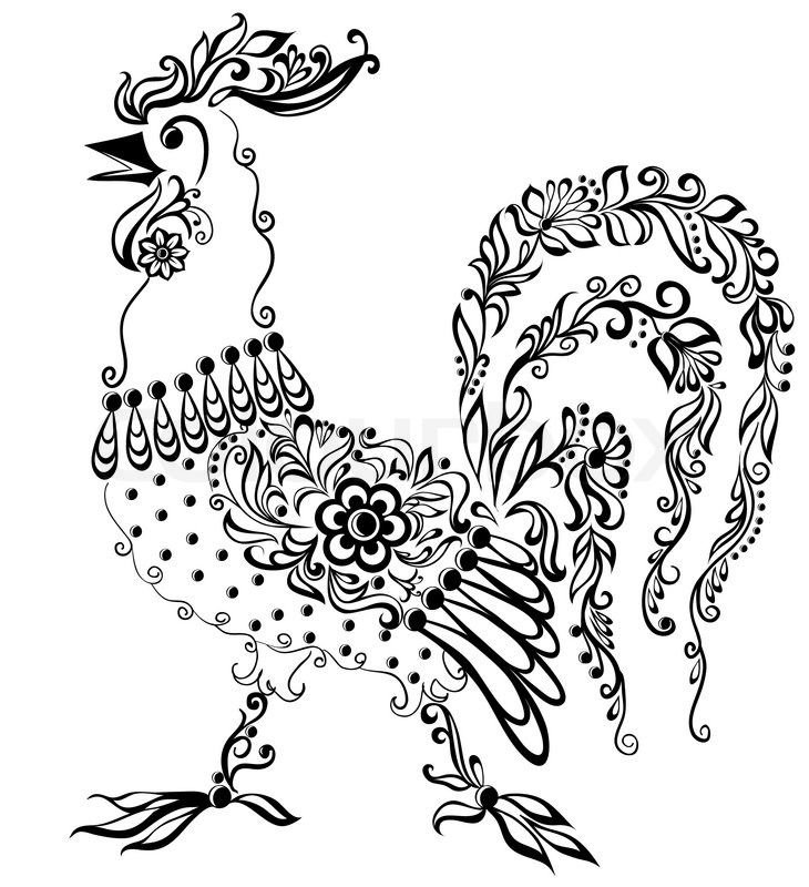 Рисование роспись петуха