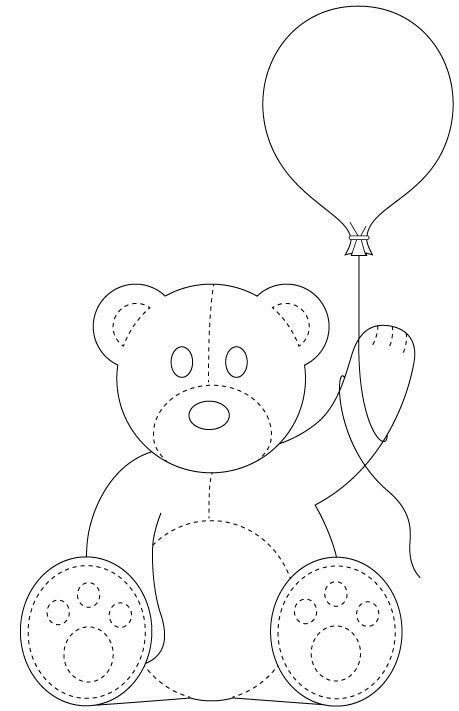 Трафарет мишка с шариками