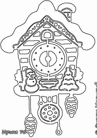 Новогодние часы трафарет на окно