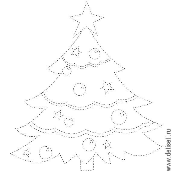 Обвести елочку по точкам