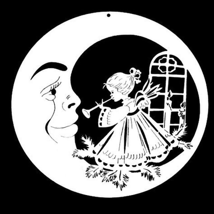 Месяц с ангелочком вытынанки