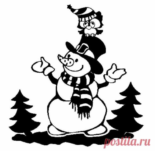 Новогодние трафареты Снеговик