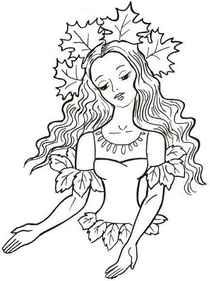 Девушка осень для раскрашивания
