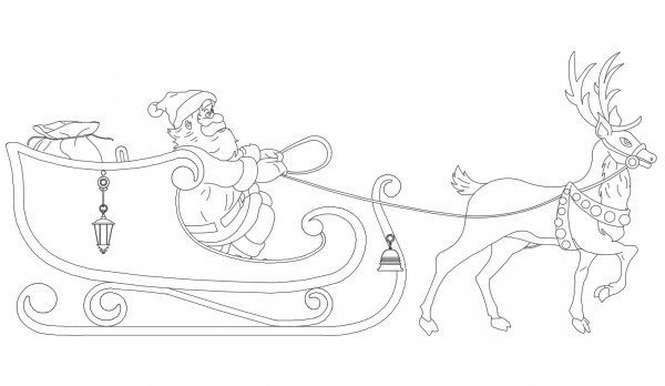 Новогодние сани карандашом