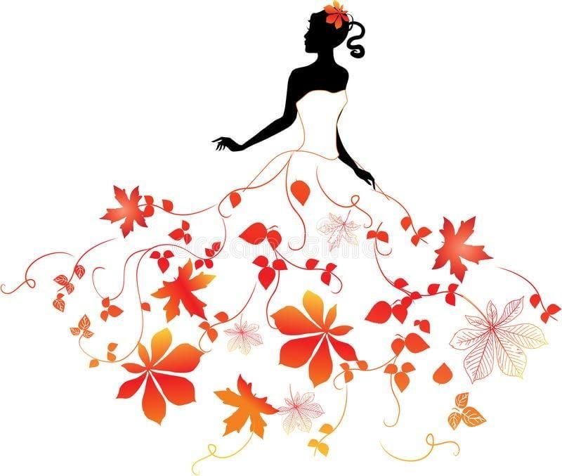 Силуэт платье из осенних листьев