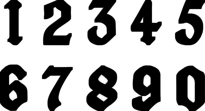 Трафарет цифр от 1 до 10 для вырезания