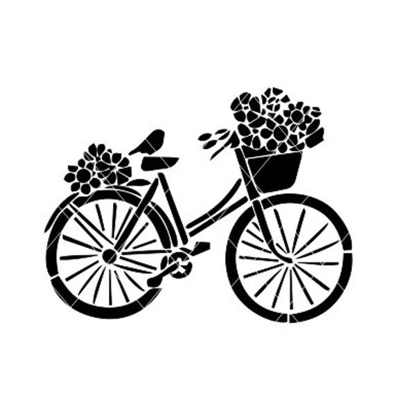 Трафарет велосипед с цветами