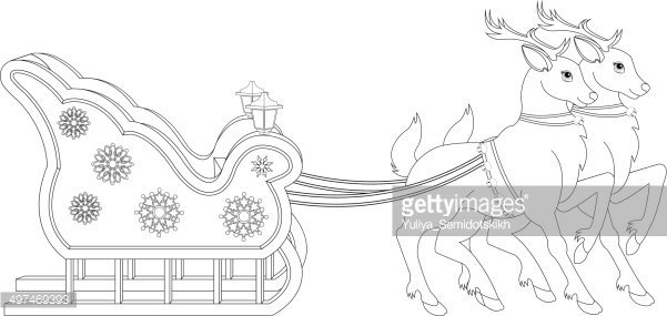 Трафарет лошадь с санями