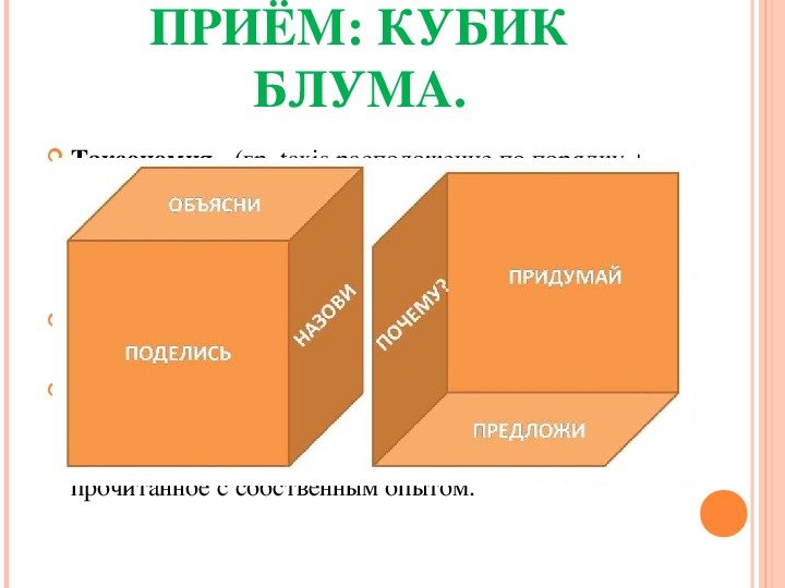 Прием кубик Блума в начальной школе