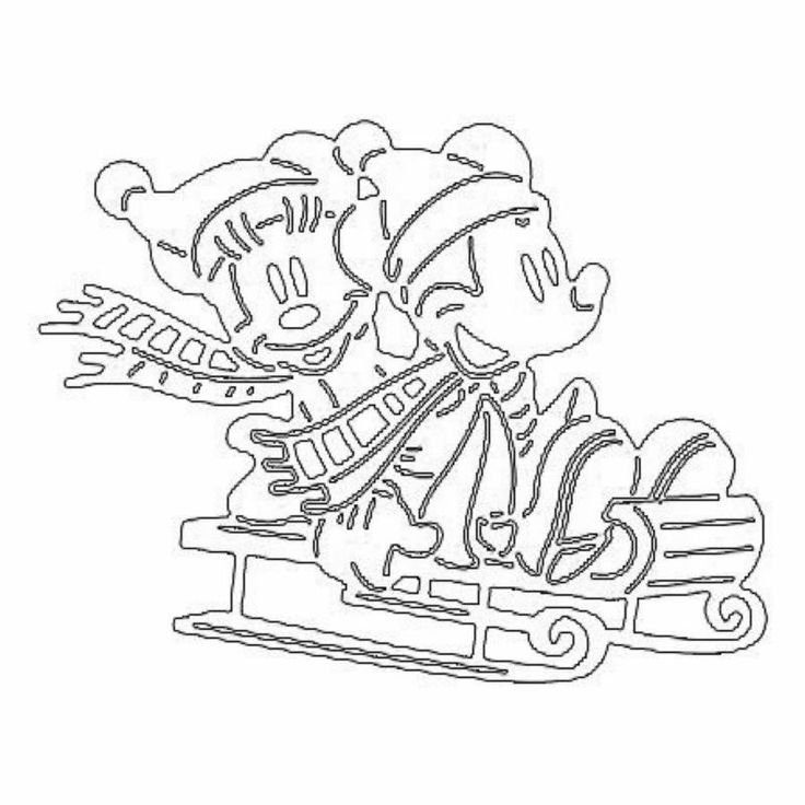 Снеговик на санках трафарет