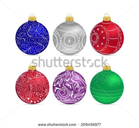 Разноцветные новогодние шары для вырезания