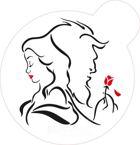 Красавица и чудовище трафарет на окно