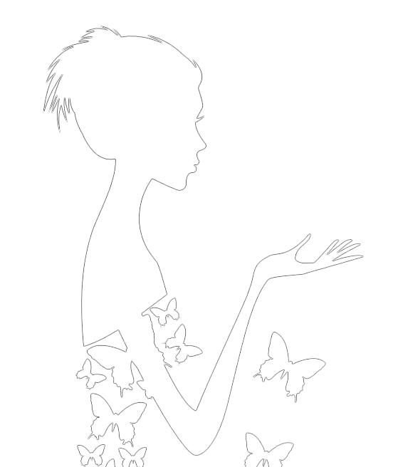 Вытынанки силуэт девушки