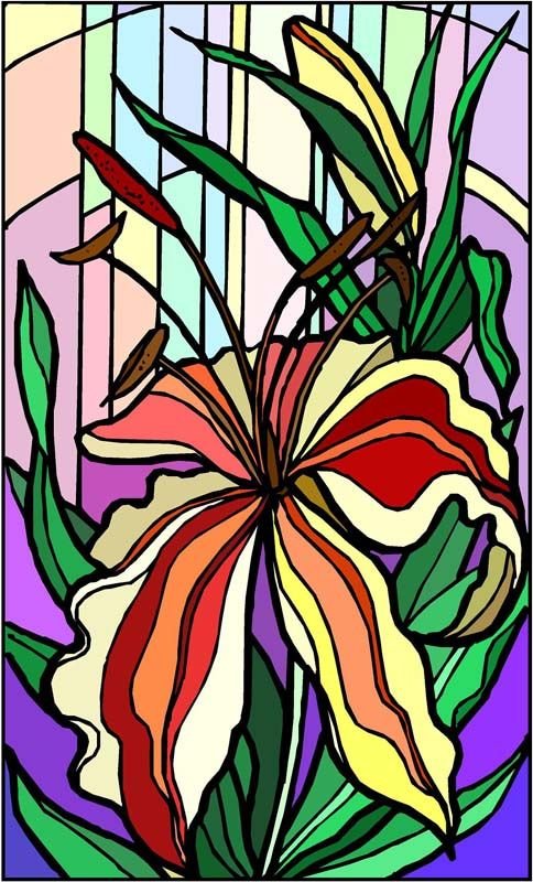 Витраж цветы