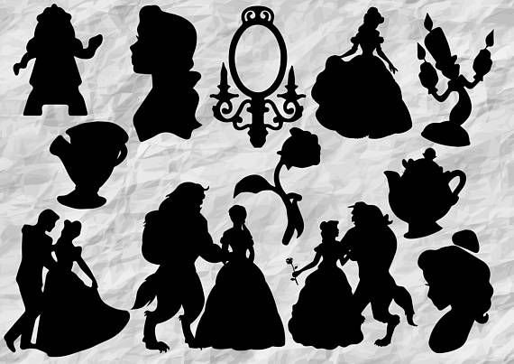 Красавица и чудовище силуэт