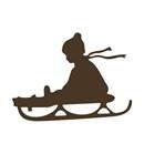 Силуэт дети на санках