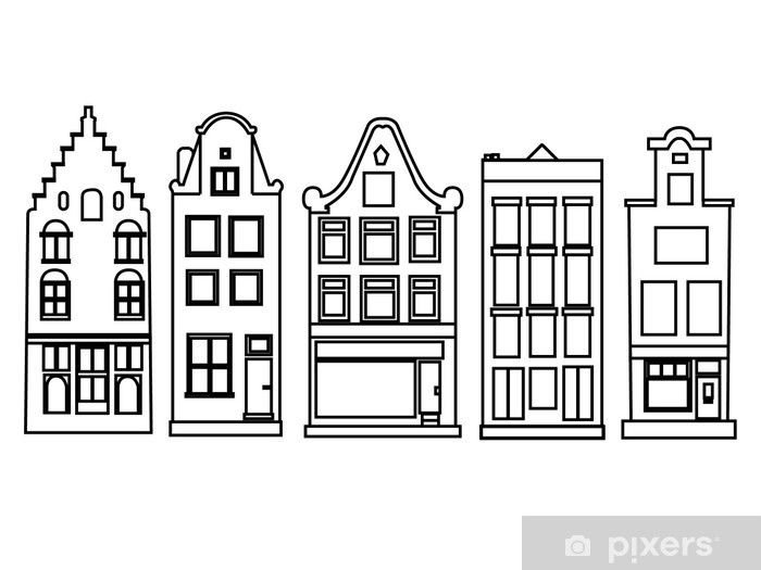 Голландские домики трафарет