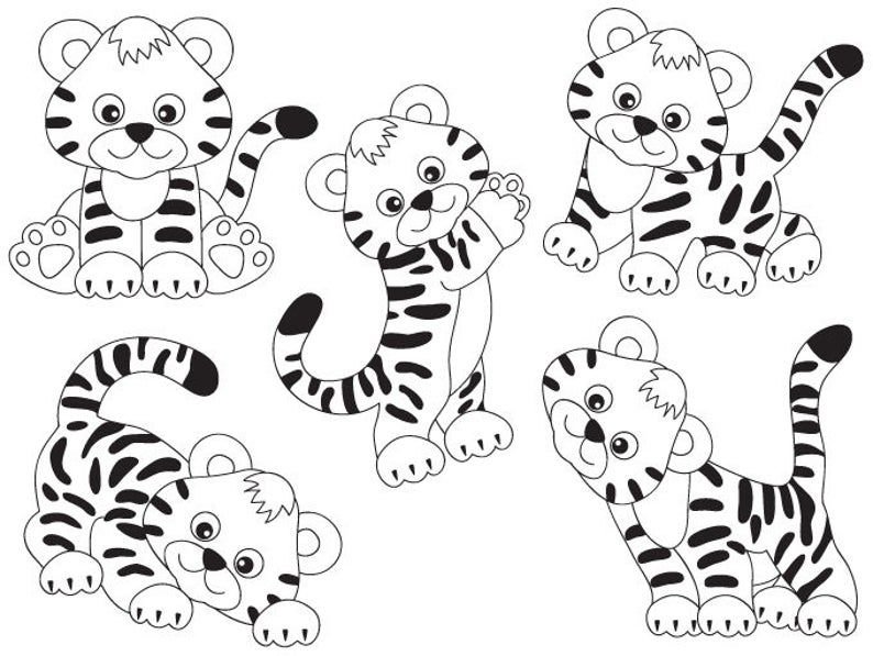 Тигренок трафарет