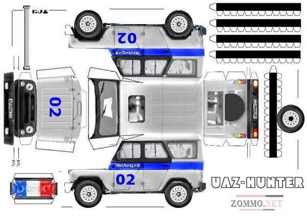 УАЗ 469 из бумаги развертка