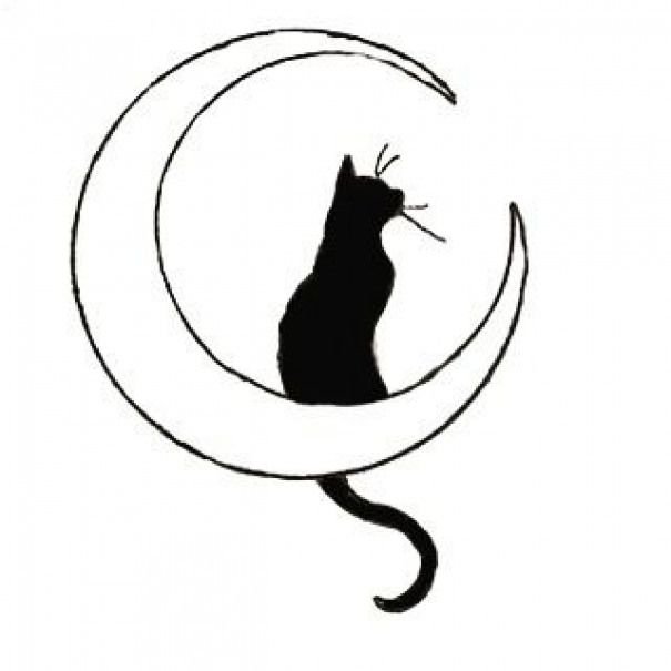 Силуэт кошки тату