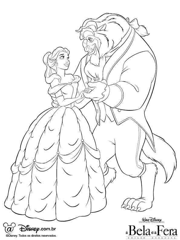 Раскраска принцесса и чудовище