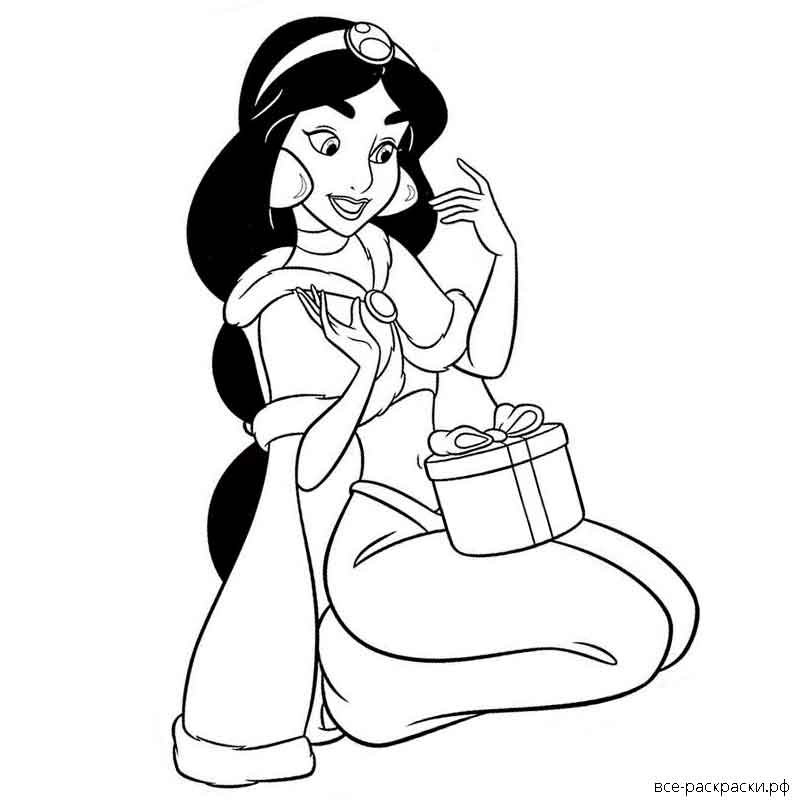Принцесса Жасмин раскраска