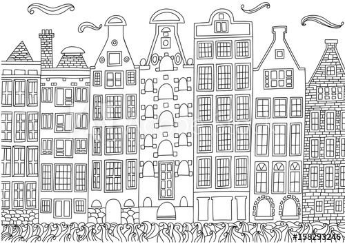 Голландские домики трафарет