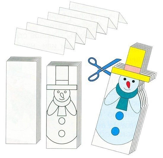 Бумажная гирлянда из снеговиков