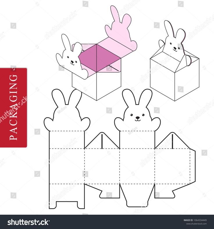 Развертка коробочки с зайцем