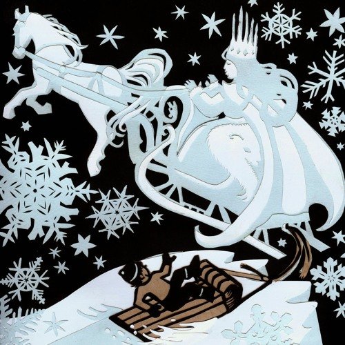 Снежная Королева в санях вытынанка