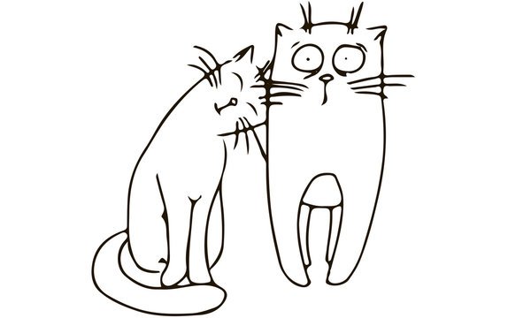 Две кошки рисунок