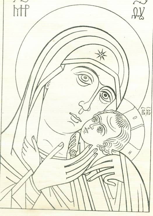 Прорись иконы Казанской Божьей матери