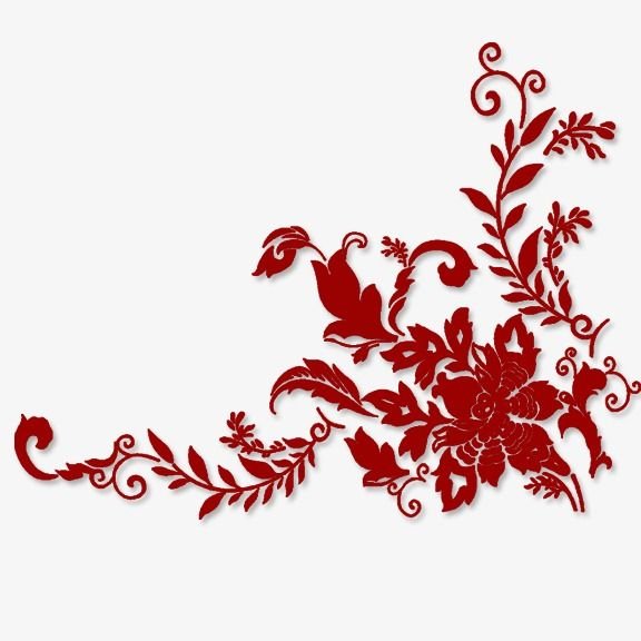 Красный орнамент на прозрачном фоне