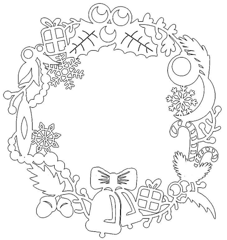 Вытынанки венок на новый год