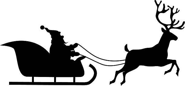 Олени с санями трафареты